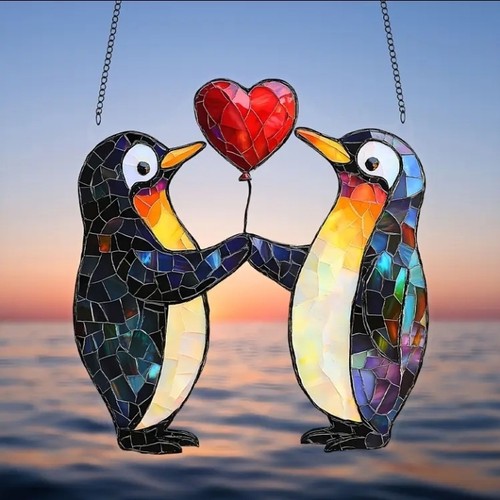 Penguin couple suncatcher - couple,