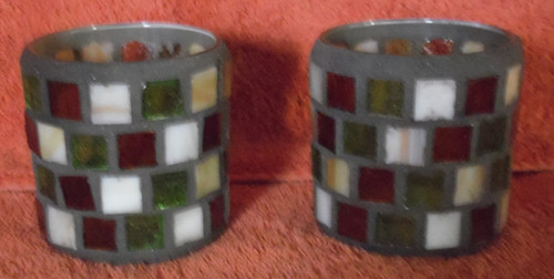 Set stained glass votive - set,