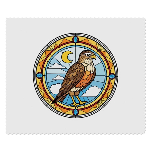 Stained glass hawk lens - 'stained,
