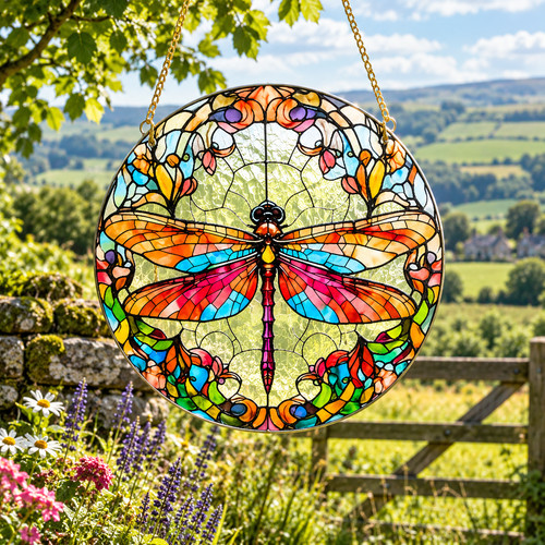 Large dragonfly stained glass - large,