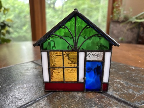 Vintage stained glass house - vintage,