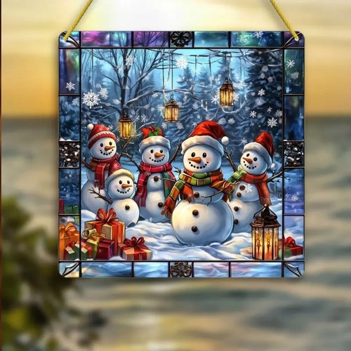 Christmas snowman suncatcher - christmas,