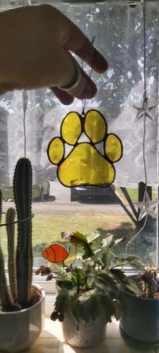 Paw stained glass suncatcher - stained,