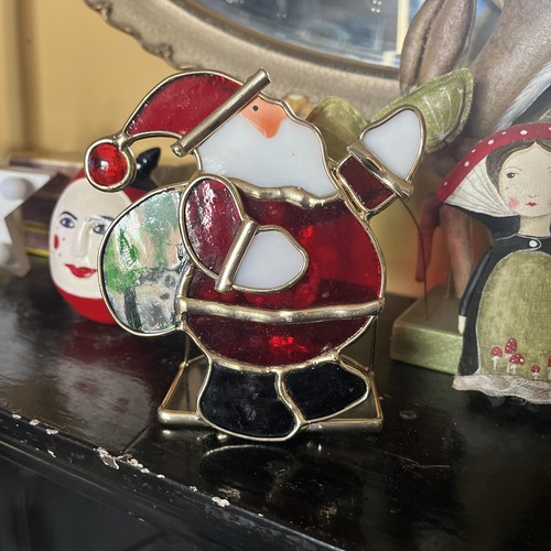 Stained glass santa claus tea - stained,