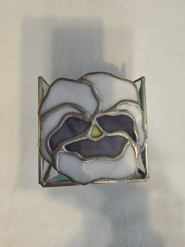 Stained glass pansy - stained, candle