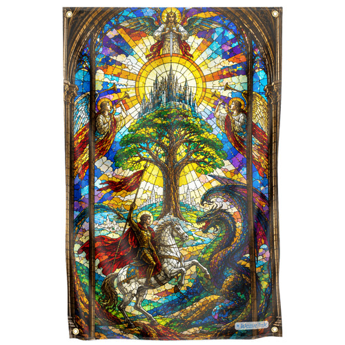 Stained glass dragon tapestry - stained,