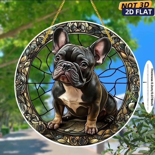 Frenchie suncatcher stained - frenchie,