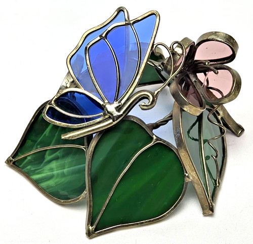 Stained glass floral butterfly - floral,