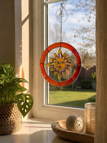 Stained glass sunflower sun - stained,