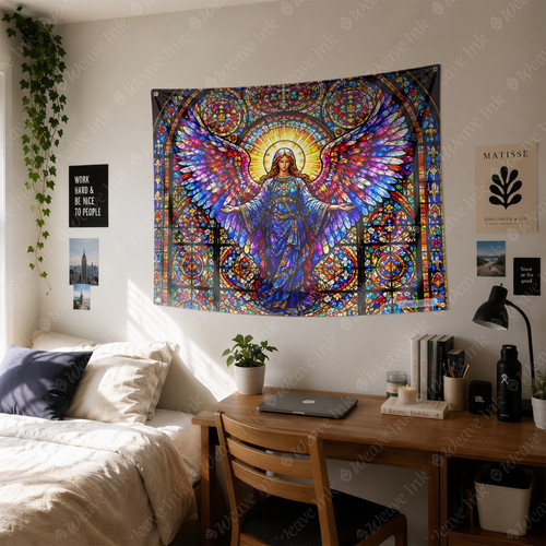 Stained glass angel - glass, tapestry