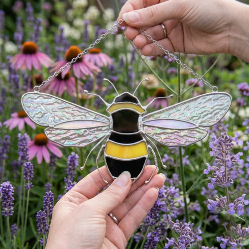 Handmade stained glass bee - glass,